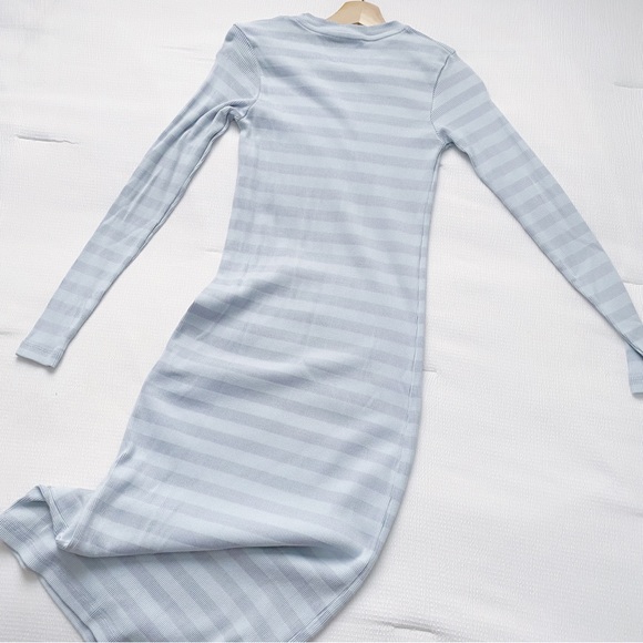 Mads Nørgaard Copenhagen Pale Blue Stripe Long Sleeve Midi Dress - Picture 8 of 11